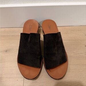 Authentic Chloe Brown Suede Slide Sandals